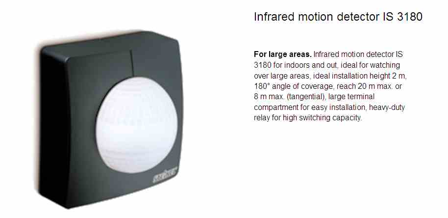 IP 120â ° Motion Detector Steinel Infrared Motion Capteur IS 1 Black 10 m Range